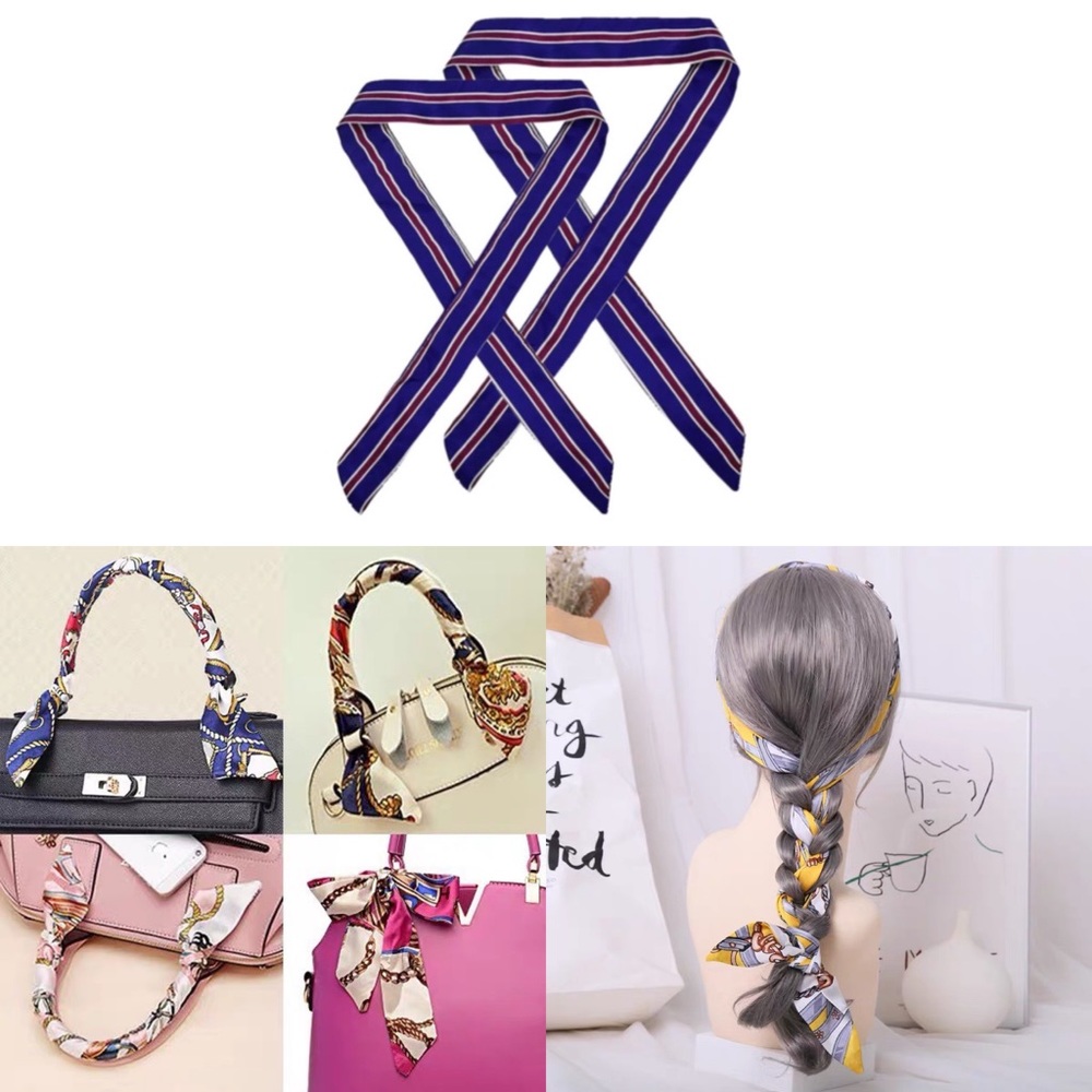 Ladies' Twilly Ribbon Bag Tied Handle Small Ribbon ScarfKind 2 PCs)